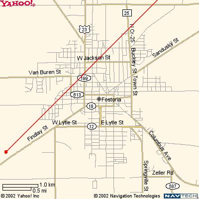 Approximate Path of Tornado Through Fostoria